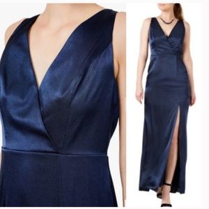 Adrianna Papell NWT Navy Blue Satin Column Gown Size 2